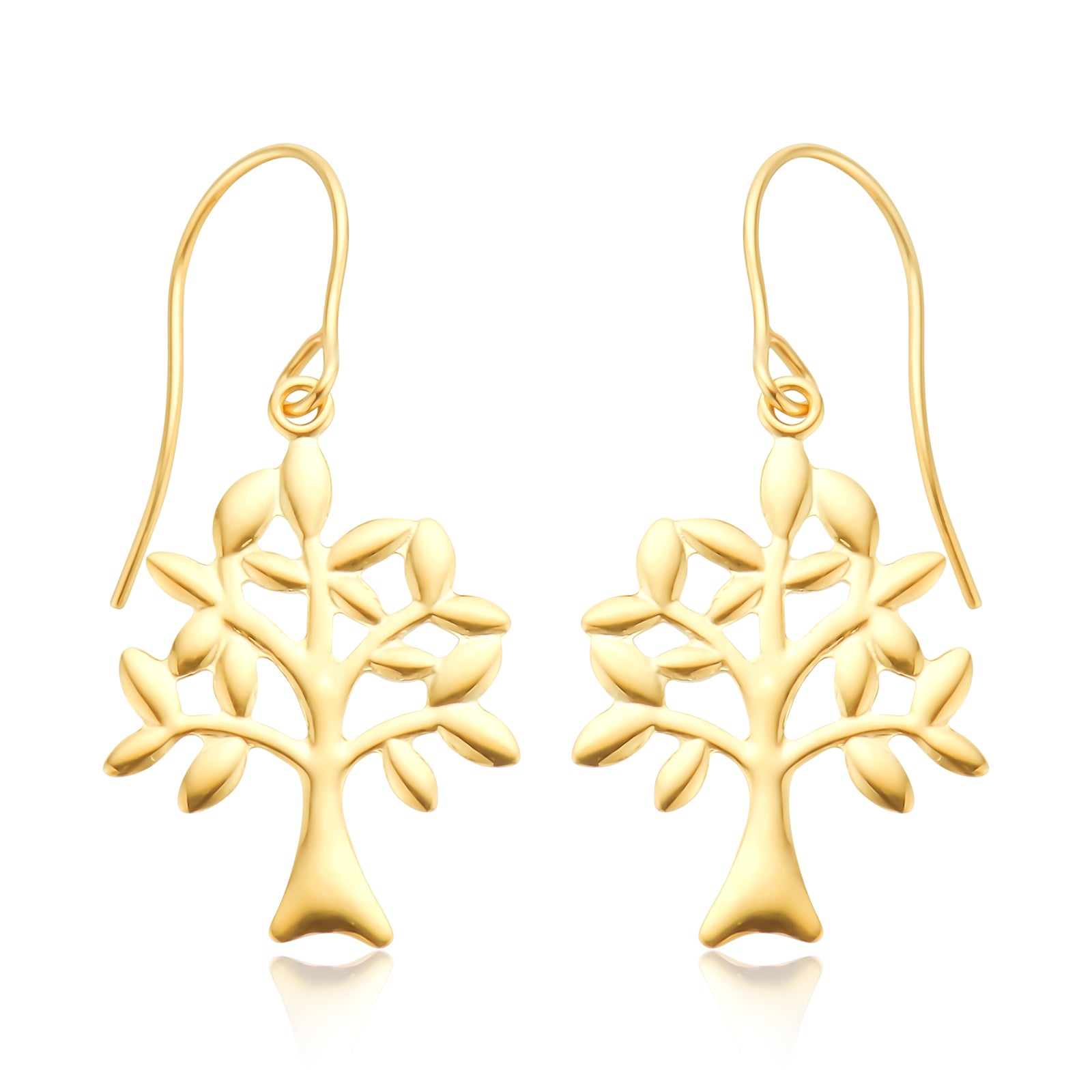 9ct Yellow Gold Tree Drop Earrings