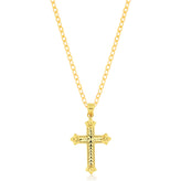 9ct Yellow Plated Filled with Silver Pattern Cross Pendant