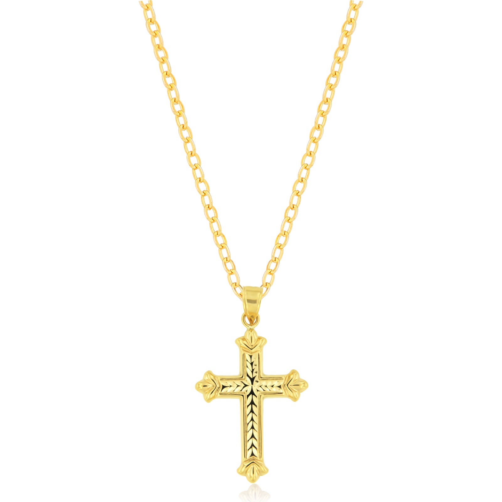 9ct Yellow Plated Filled with Silver Pattern Cross Pendant