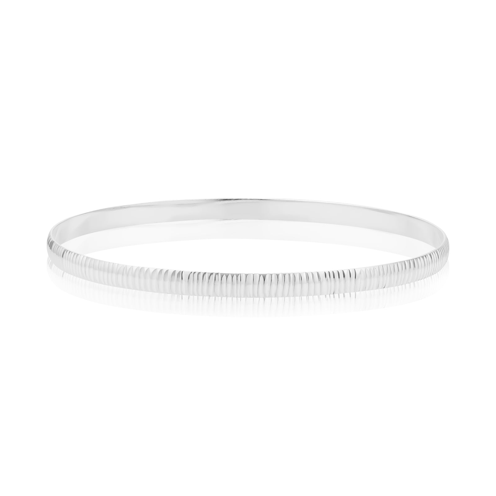 Sterling Silver 65mm Pattern Engraved Bangle