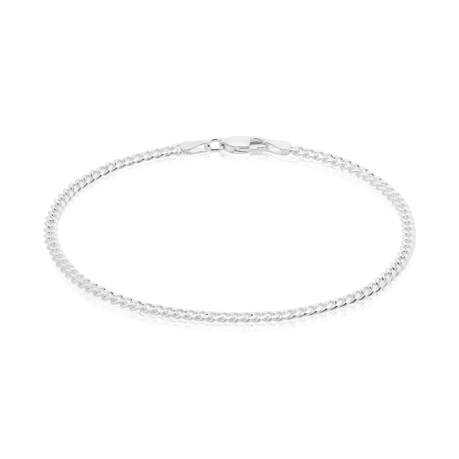 Sterling Silver 21cm Bevel Dicut Curb 80 Gauge Bracelet