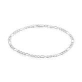 Sterling Silver 21cm 1:3 Figaro 100 Gauge Bracelet