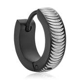 Tensity Stainless Steel Black Tone 13mm Pattern Huggie Earring