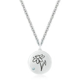 Sterling Silver 2mm Aquamarine Daffodil March Pendant