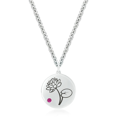 Sterling Silver 2mm Ruby Water Lily Pendant