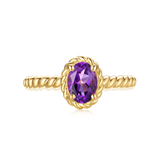 9ct Yellow Gold Oval 7x5mm Amethyst February Ring