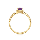 9ct Yellow Gold Oval 7x5mm Amethyst February Ring