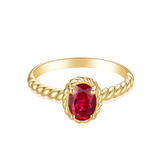 9ct Yellow Gold Oval Cut 7x5mm Created Ruby July Ring