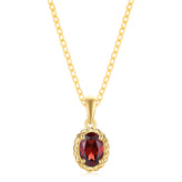 9ct Yellow Gold Oval Cut 7x5mm Garnet January Pendant