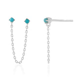 Sterling Silver Round Cut 2mm Turquoise Earrings