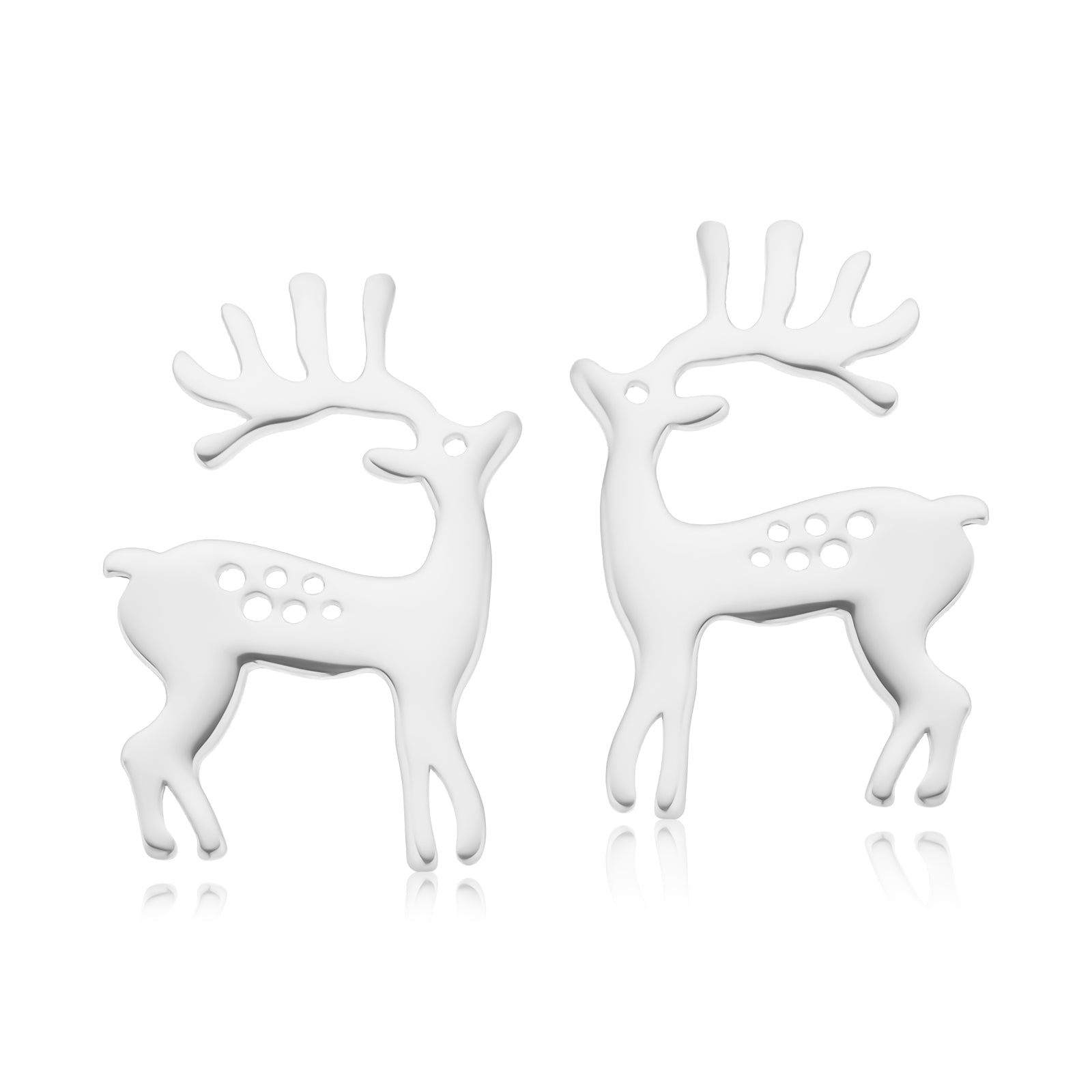 Sterling Silver Reindeer Stud Earrings