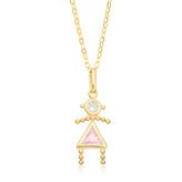 9ct Yellow Gold Triangle Pink Cubic Zirconia Girl Pendant