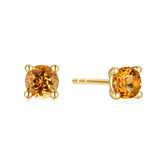 9ct Yellow Gold Round Cut 4mm Citrine Earrings