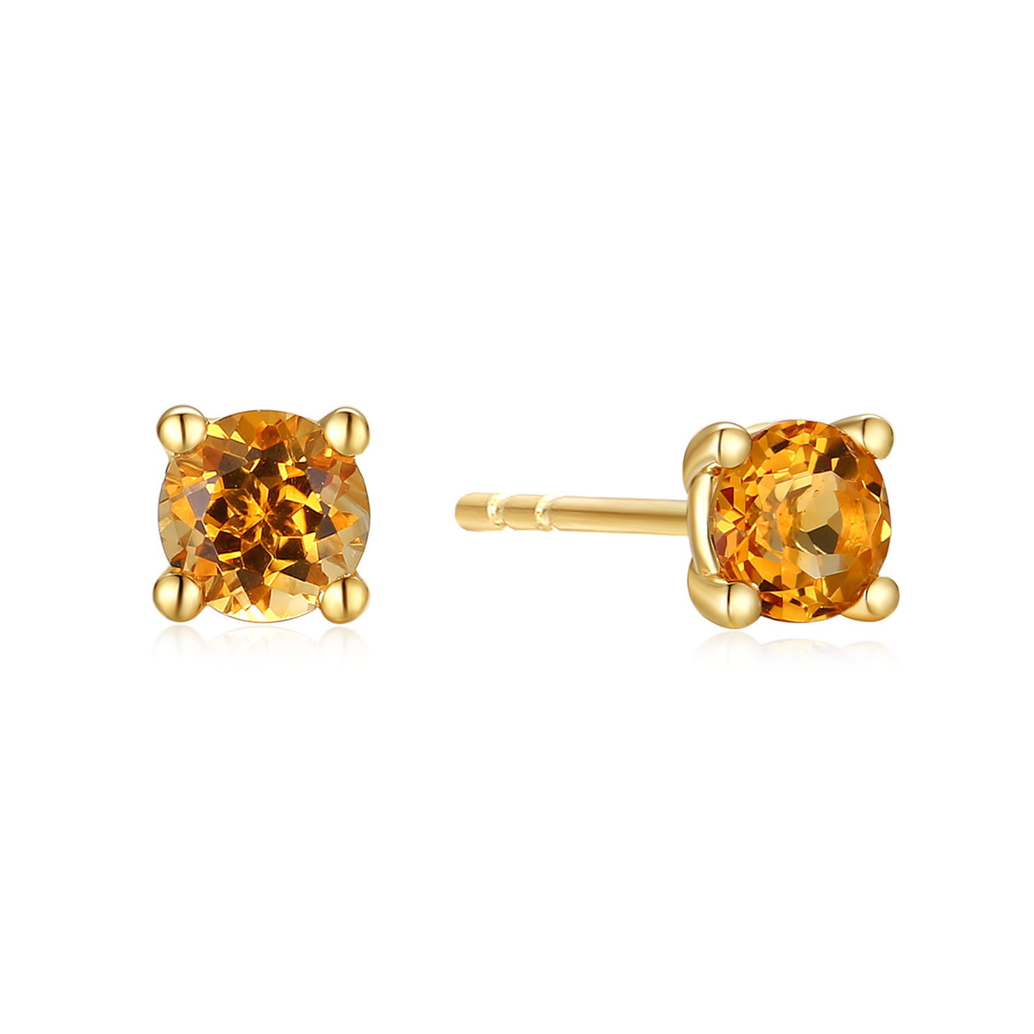 9ct Yellow Gold Round Cut 4mm Citrine Earrings