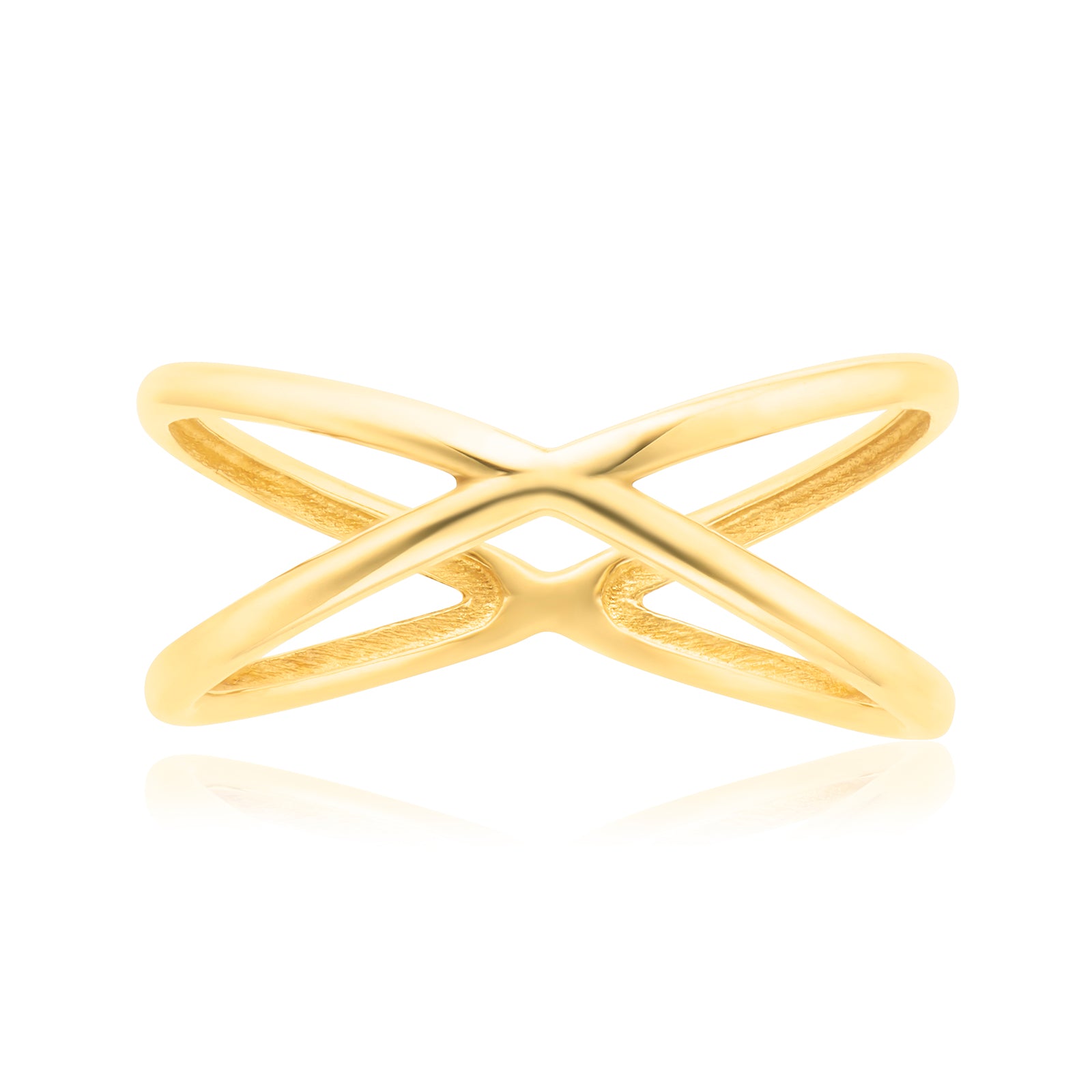 9ct Yellow Gold Crossover Ring – Zamels