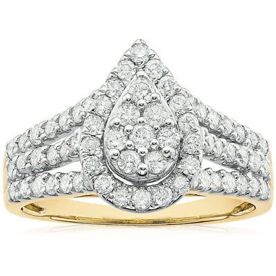 9ct Yellow Round Cut 1.00 Carat tw Diamond Ring