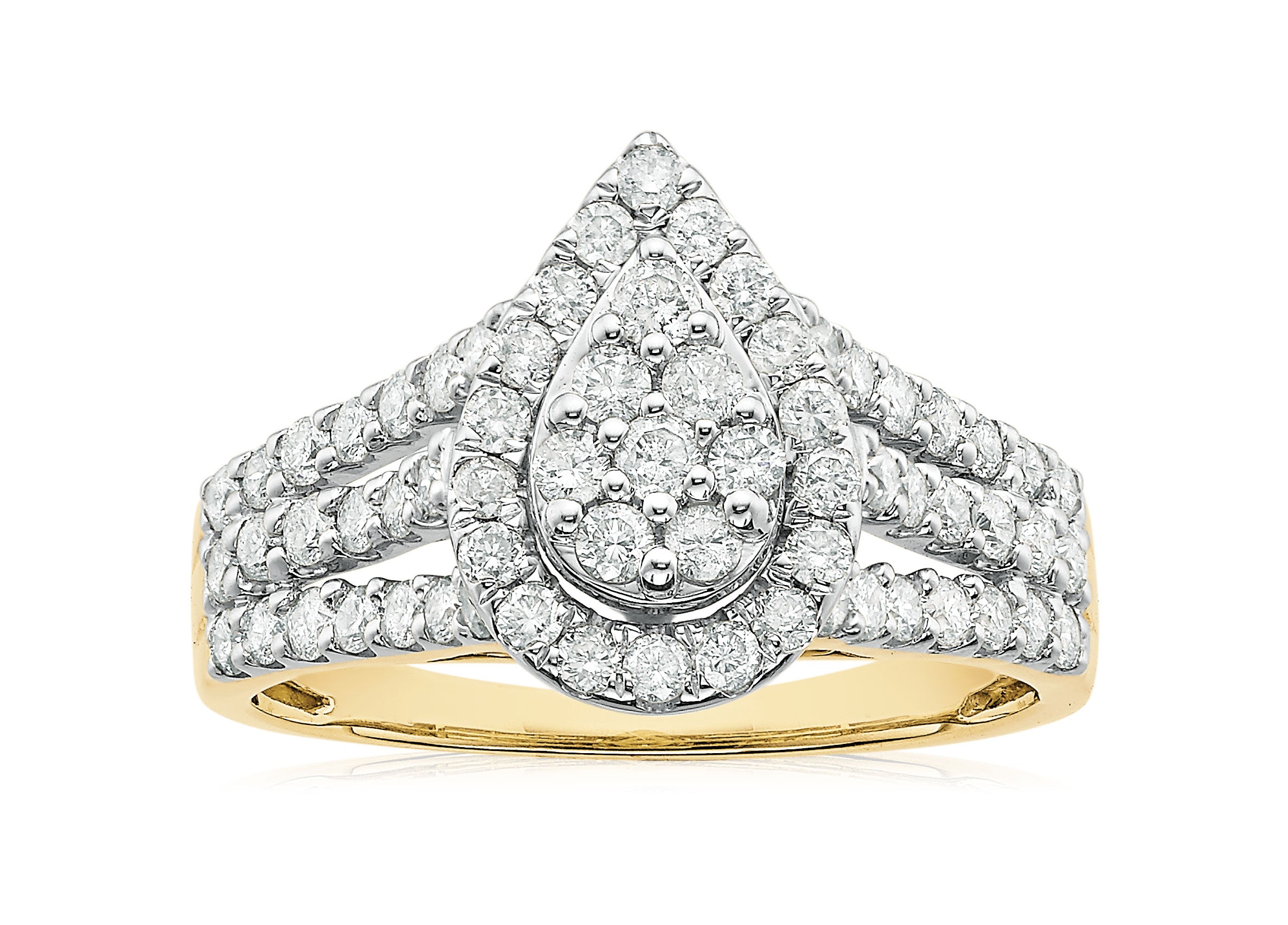 9ct Yellow Round Cut 1.00 Carat tw Diamond Ring