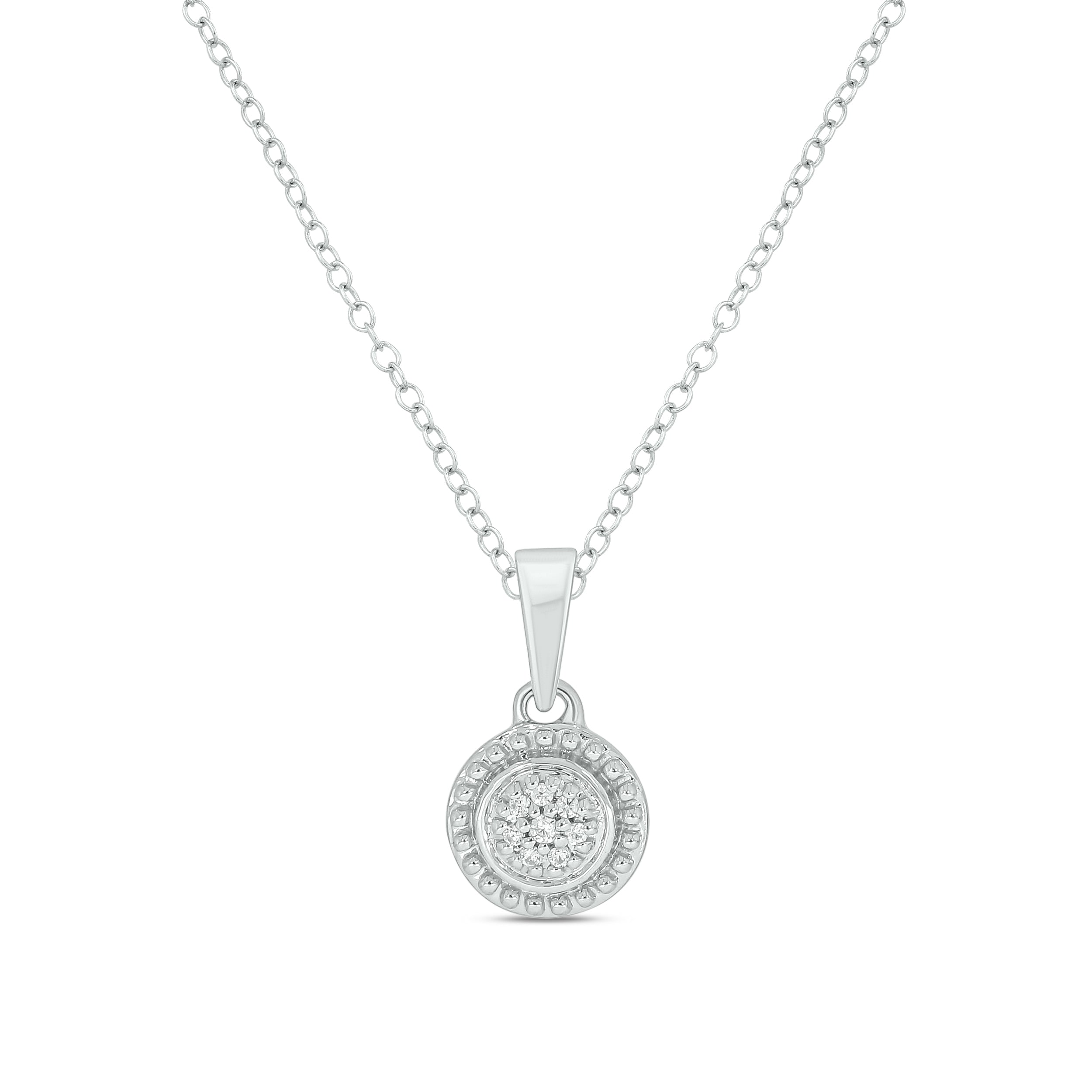 Sterling Silver Round Cut Diamond Set Pendant