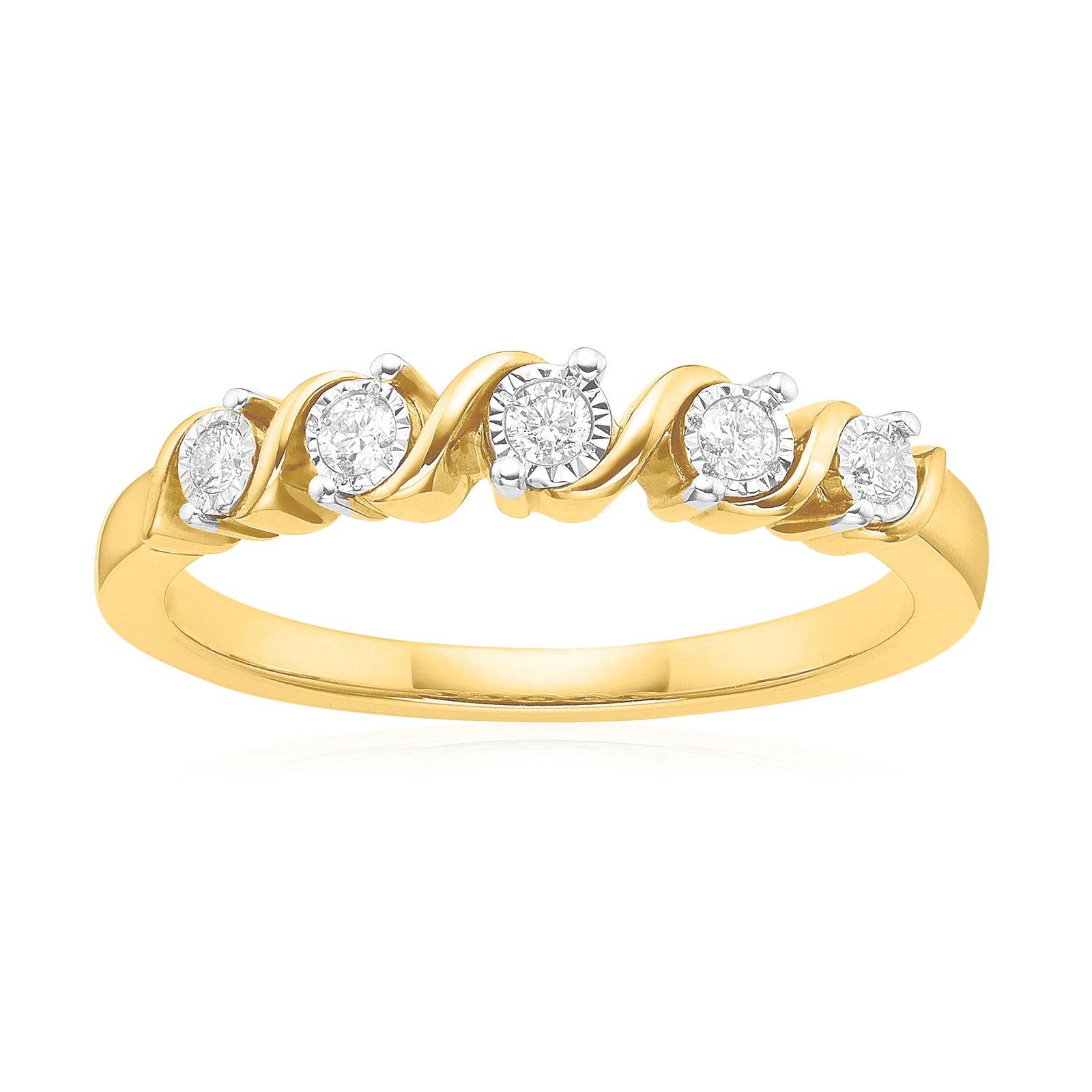 9ct Yellow Gold Round Cut with 0.10 CARAT tw of Diamonds Ring