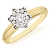 9ct Yellow and White Gold Round Cut 0.50 Carat tw Diamond Ring