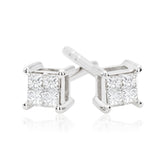 9ct White Gold Princess Cut 0.15 Carat tw Diamond Stud Earrings