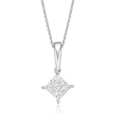 9ct White Gold Princess Cut 0.15 Carat tw Diamond Pendant