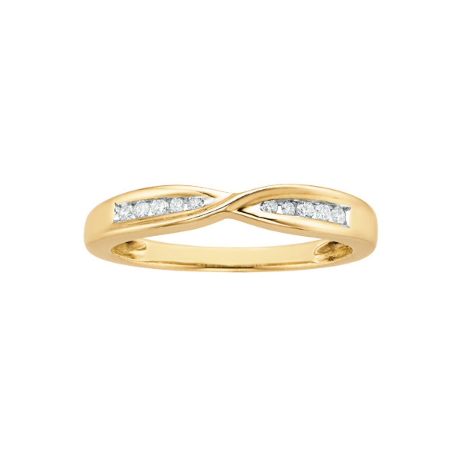 9ct Yellow Gold Round Cut with 0.10 Carat tw of Diamonds Ring