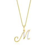 9ct Yellow Gold 0.06 Carat tw Diamond Initial Pendant