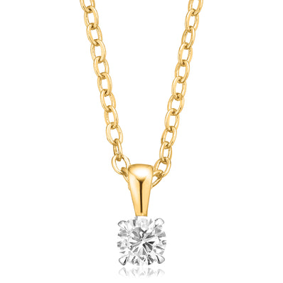 Celebrations 9ct Yellow Gold Round Cut 0.25 Carat Lab Grown Diamond Pendant