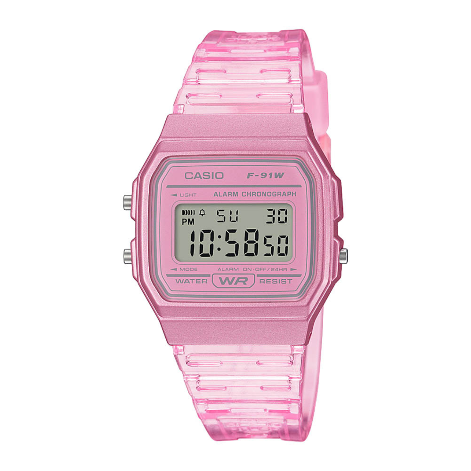 Casio Youth Transparent Pink Digital Watch F91WS-4D