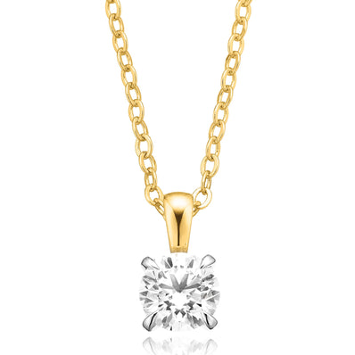 Celebration 9ct Yellow Gold Round Cut 1 Carat of Certified Lab Grown Diamond Pendant