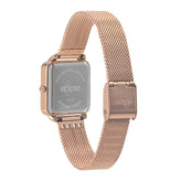 Eclipse Stainless Steel Square Rose Dial Rose Gold Band Watch