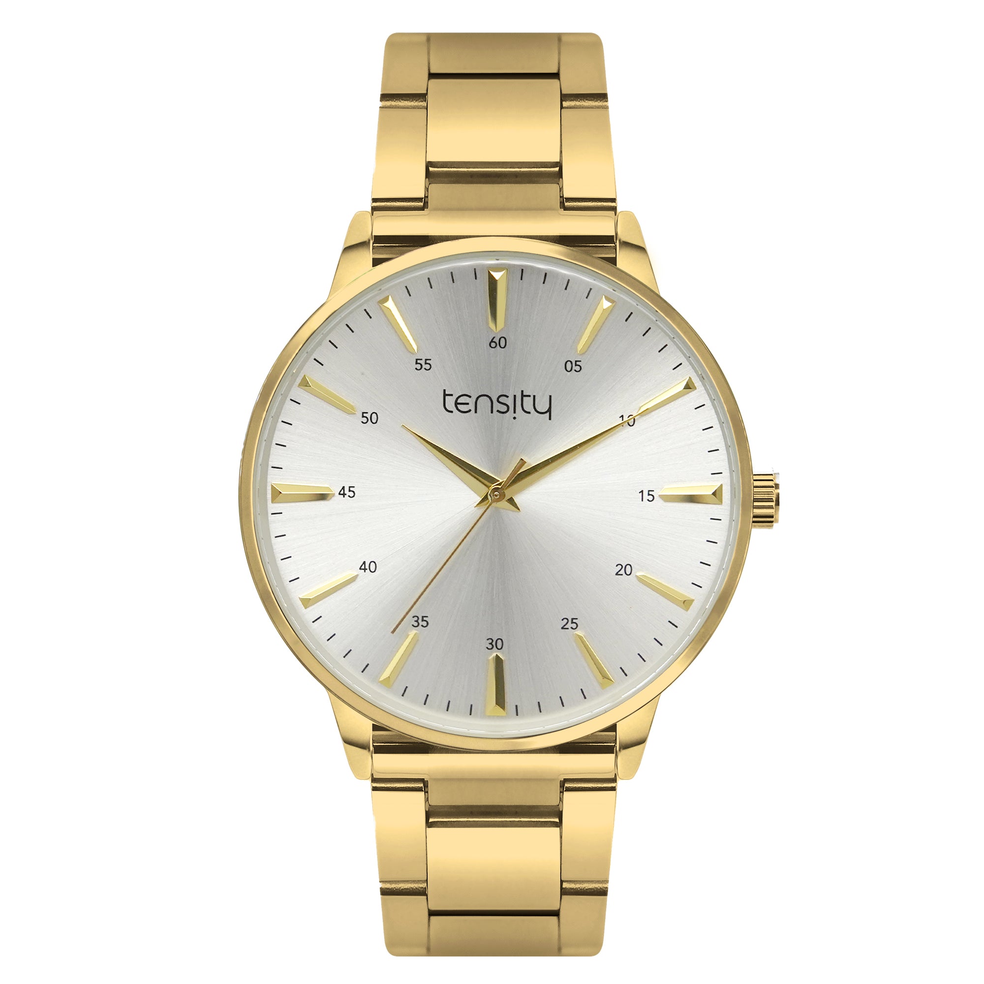 Tensity Stainless Steel Round Silver Dial Gold Band Watch