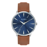 Tensity Leather Round Blue Dial Brown Band Watch