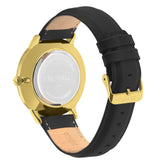 Tensity Leather Round Gold Bezel Black Band Watch