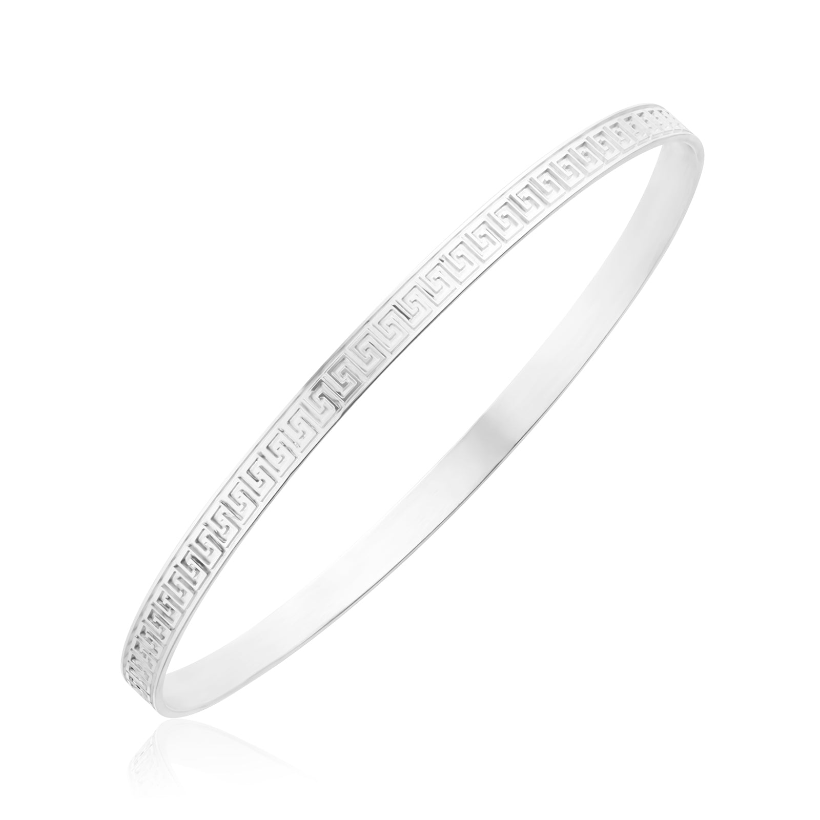 Sterling Silver 65x4mm Greek Key Bangle