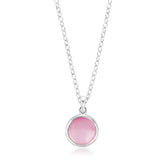 Sterling Silver 16mm Pink Mother of Pearl Circle Pendant