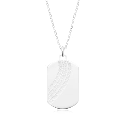 Sterling Silver Engraved Tyre Dog Tag Pendant