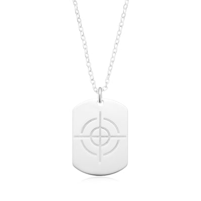 Sterling Silver Dog Tag Engraved Target Pendant