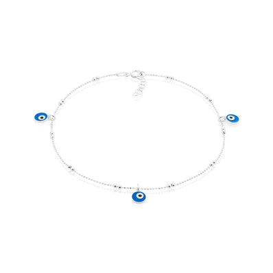 Sterling Silver 26cm Evil Eye Anklet