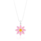 Sterling Silver 38cm Pink Enamel Flower Kids Necklace