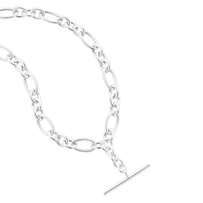 Sterling Silver 45cm T-Bar Fancy Necklace