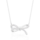 Sterling Silver Round Cut 45cm White Cubic Zirconia Bow Necklace