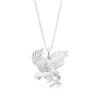 Sterling Silver Eagle Rhodium Plated Pendant