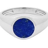 Silver Round 9mm Lapis Ring