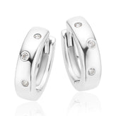 Sterling Silver Round Cut White Cubic Zirconia Huggie Earrings