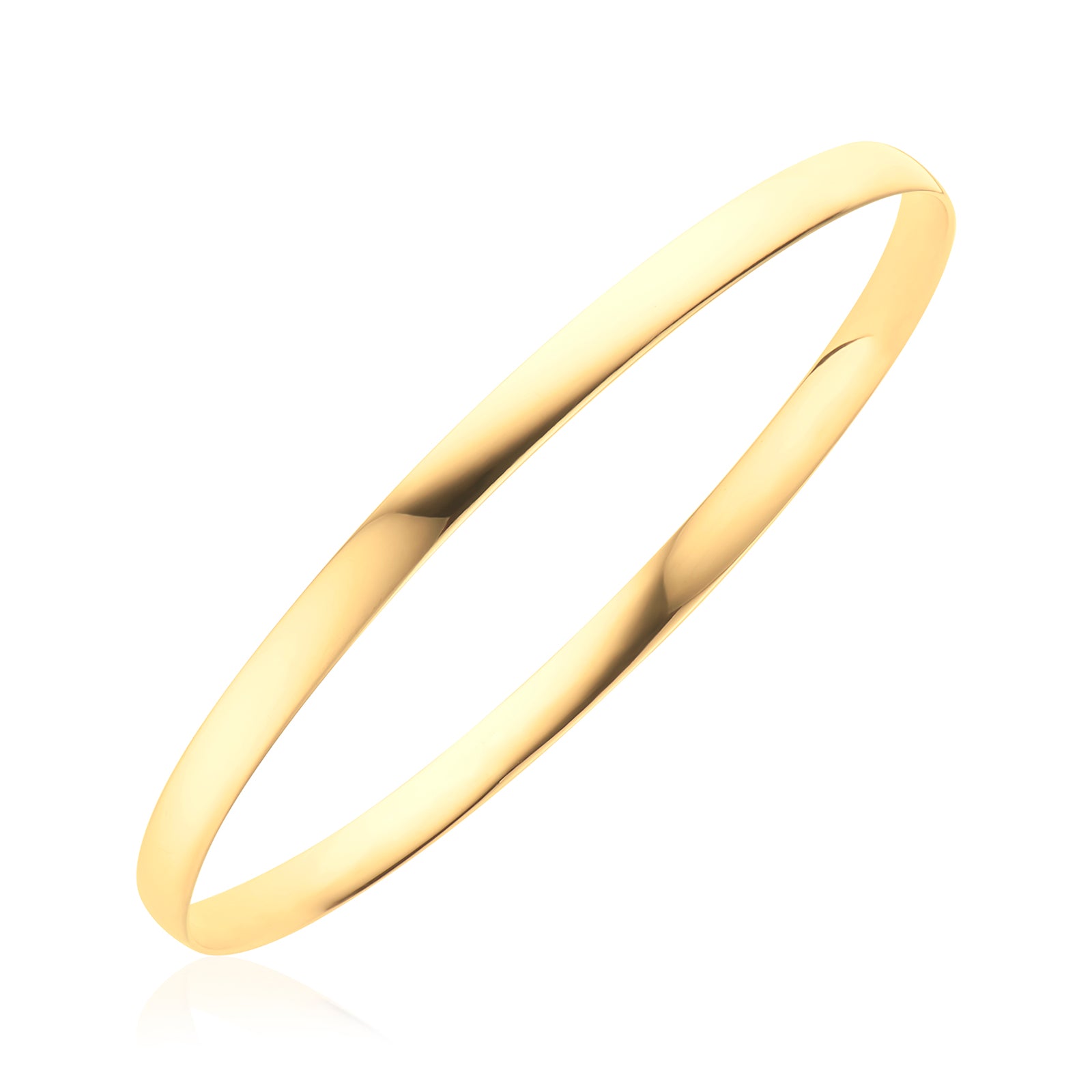 9ct Yellow Gold 60x4mm Half Round Bangle