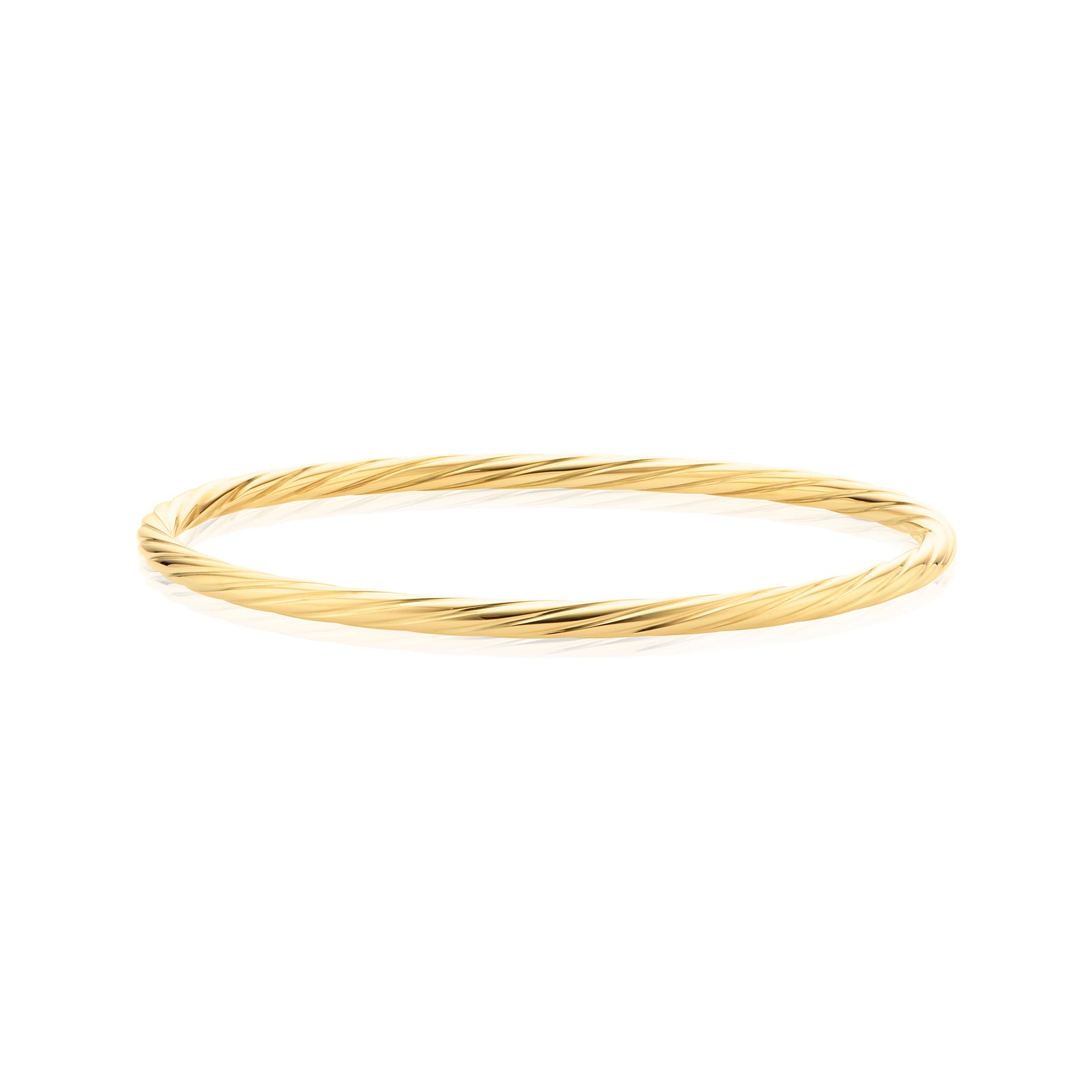 9ct Yellow Gold 65x3mm Solid Twist Bangle