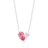 KISS Sterling Silver Pear Cut Pink and White Cubic Zirconia Pendant