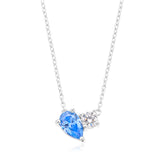 KISS Sterling Silver Pear & Round Cut Blue & White Cubic Zirconia Necklace